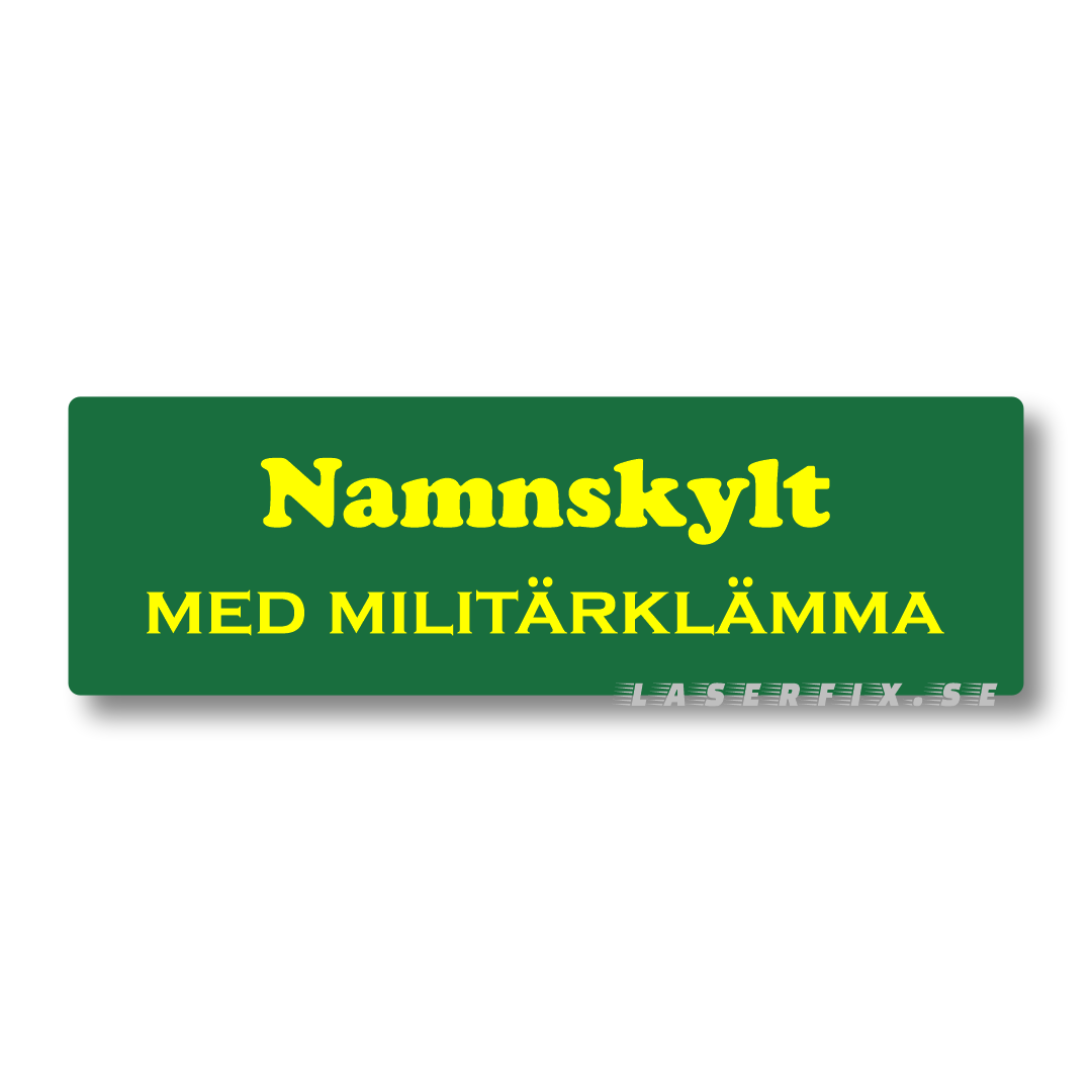 Namnskylt med militärklämma - Grön/Gul