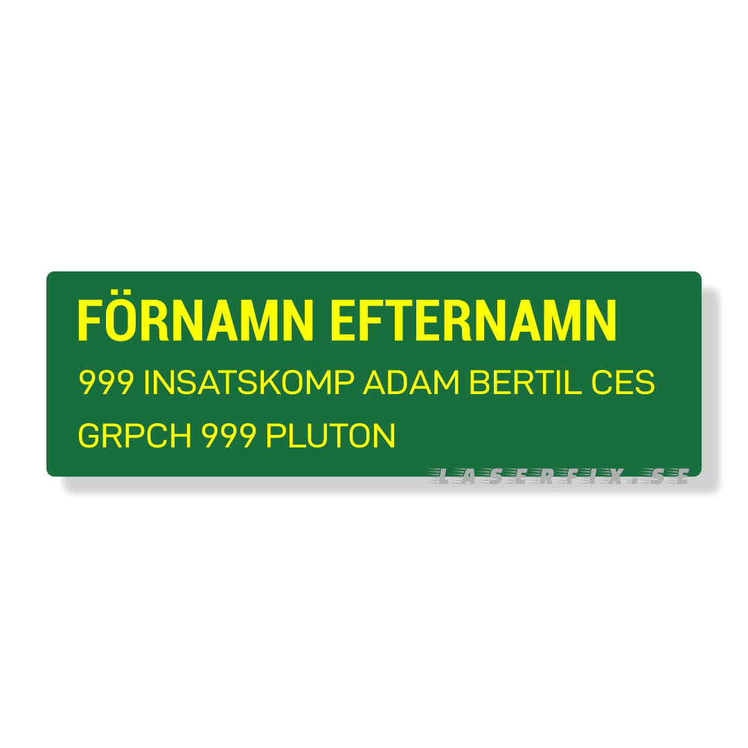 Namnskylt med militärklämma - MIL-03 - Grön/Gul