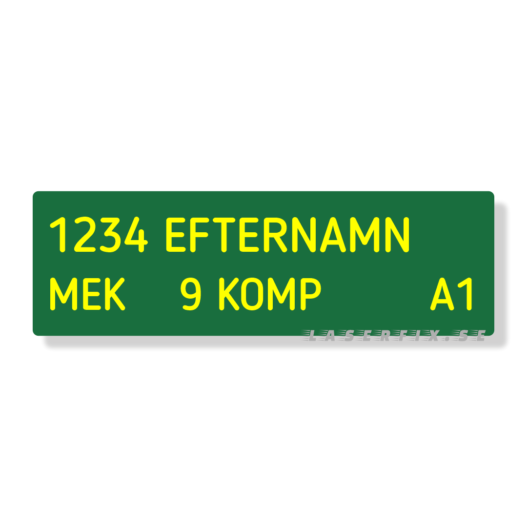 Namnskylt med militärklämma - MIL-04 - Grön/Gul