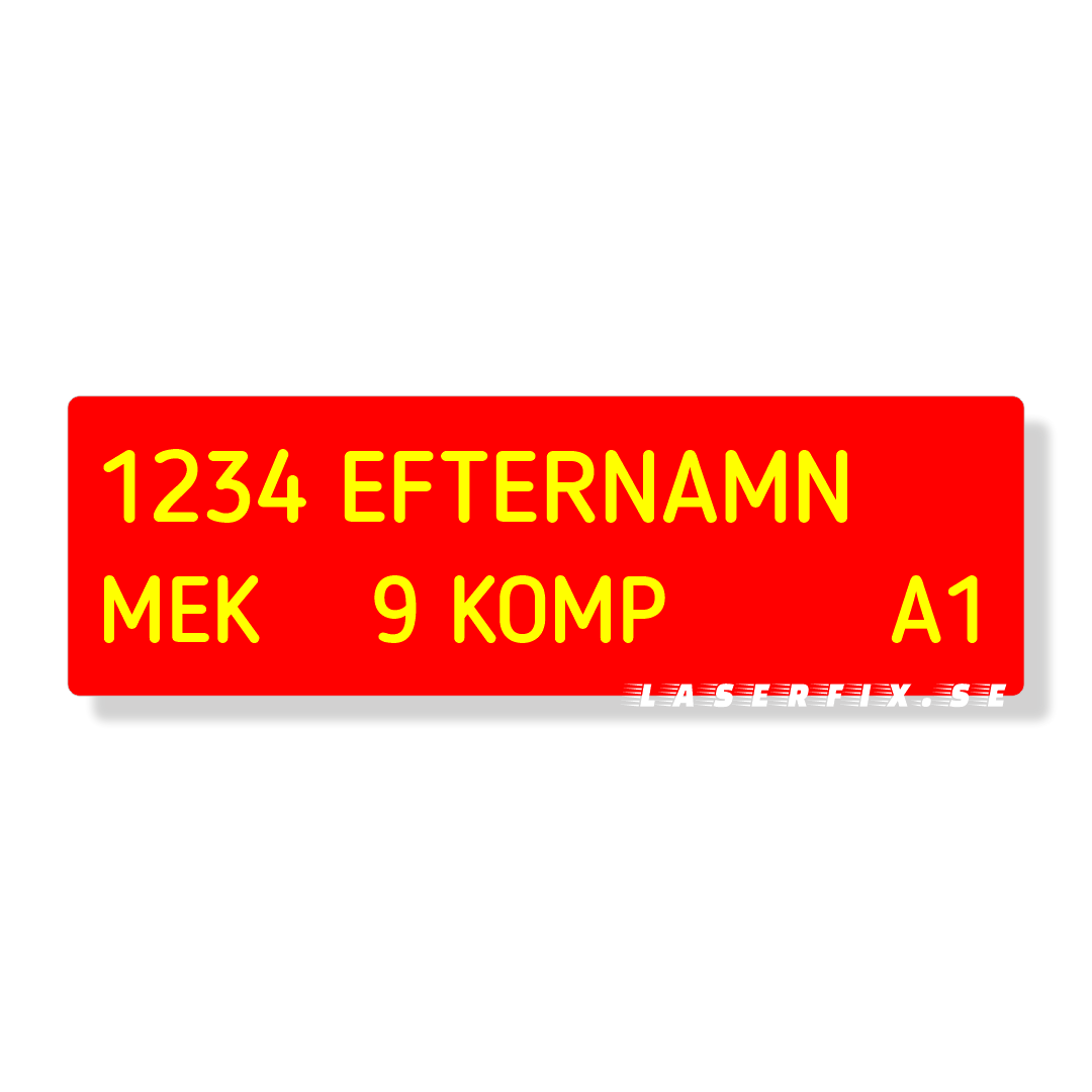 Namnskylt med militärklämma - MALL MIL-04 Röd/Gul