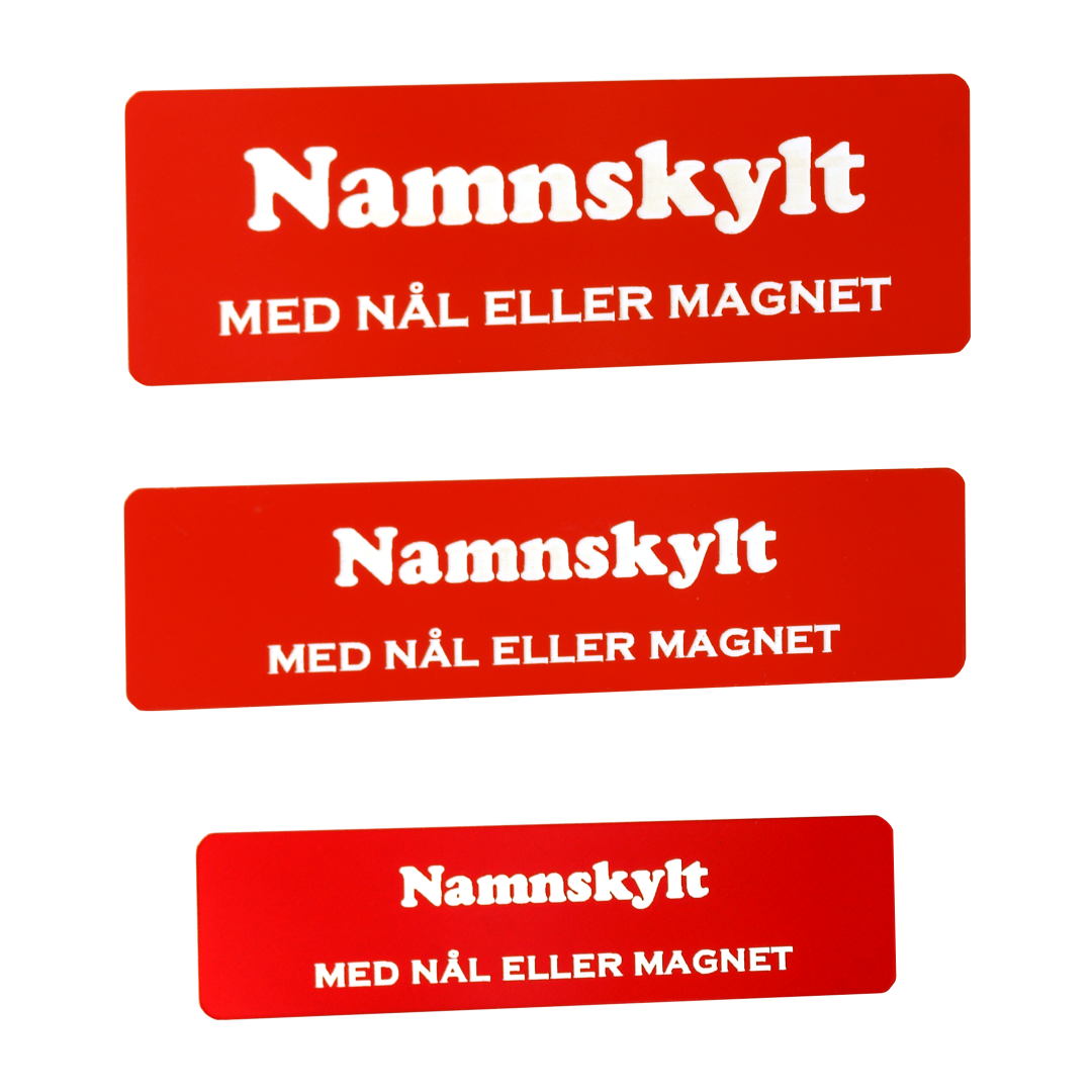 Namnskylt Rektangulär Plast 76x25, 76x19 och 63x16 Röd/Vit