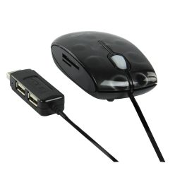 Optisk mus med kabel, kortläsare och USB-hub