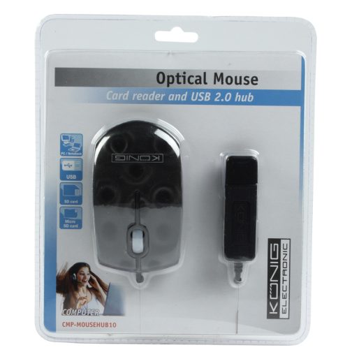 Optisk mus med kabel, kortläsare och USB-hub - Bild 4