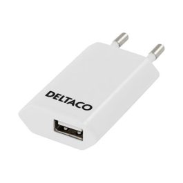 DELTACO Väggladdare 230V till 5V USB, 1A, 1xUSB-port, vit